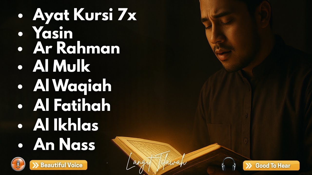 Bacaan Quran Merdu Ayat Kursi, Yasin, Ar Rahman &  Mulk - menenangkan jiwa dan kedamaian ke hati L68