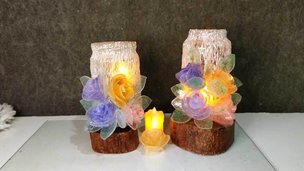 FLORES 🌺 DE COLA QUENTE ✅ Decorando pote de vidro!