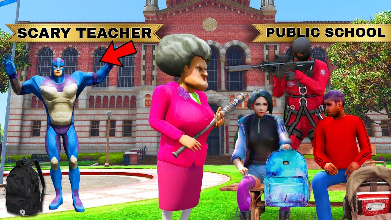 Scary Teacher Hijacked School In Los Santos | Kidnapping In School | Rope Hero | Black Spider 2.0