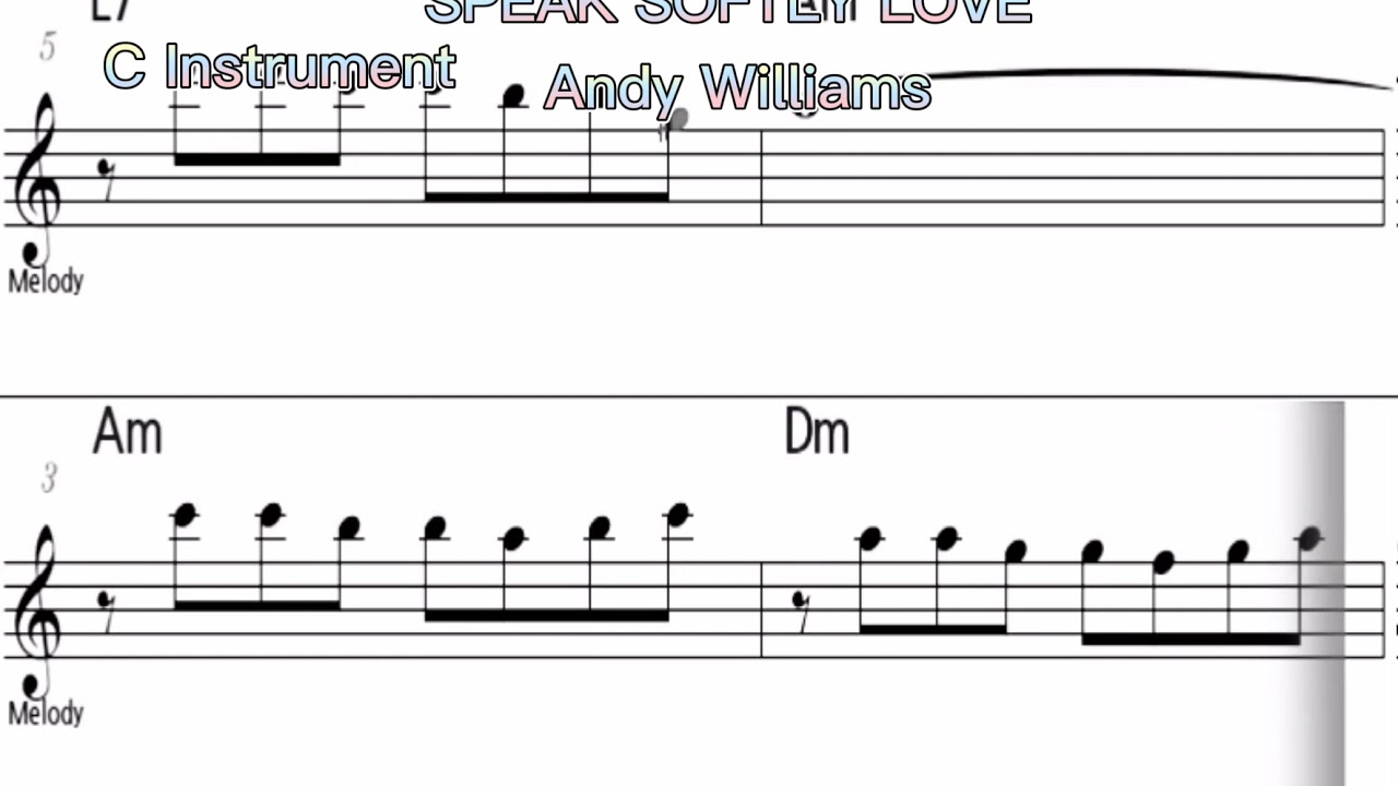 SPEAK SOFTLY LOVE Andy Williams - C Instrument