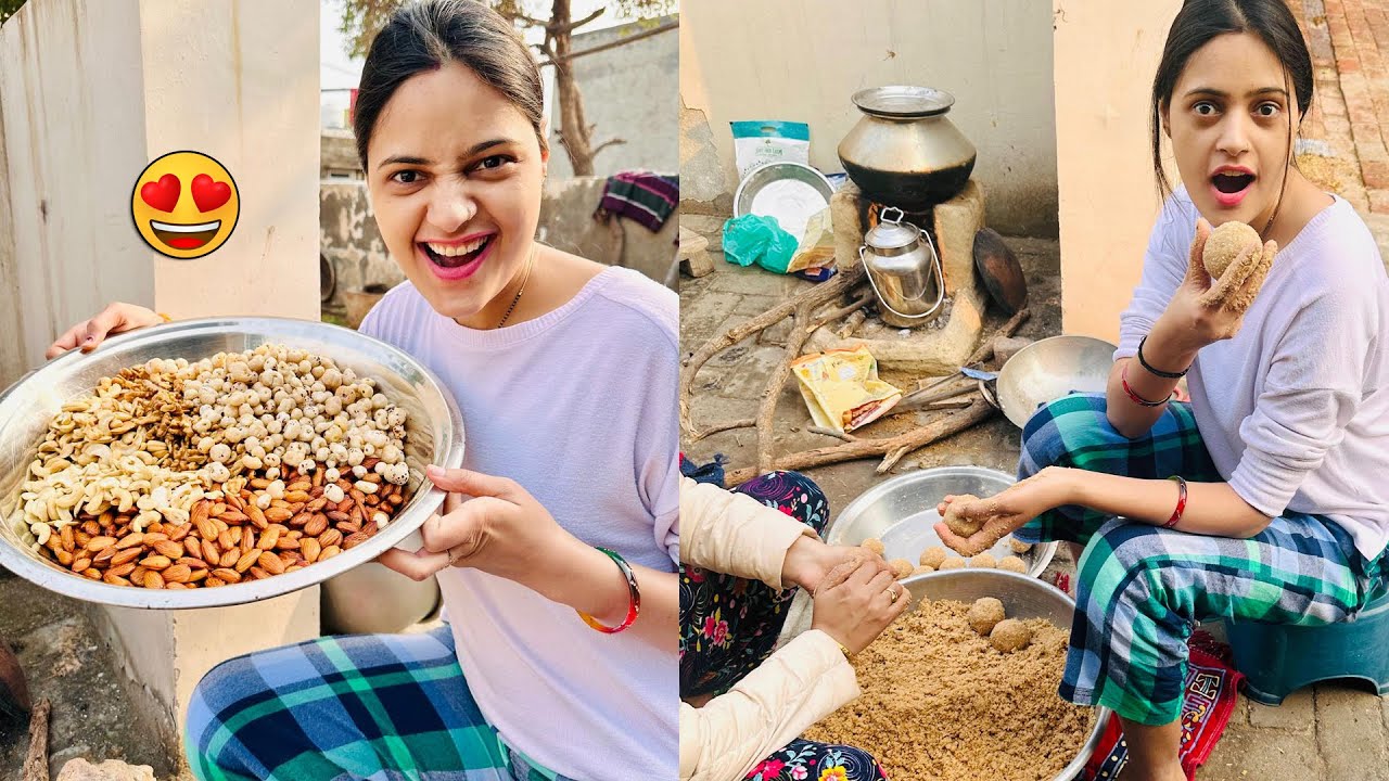 Gaon Mai Banaye Gond Ke Laddu😍 Haryana Ki Desi Diet💪 | Jyoti Thakur Vlogs