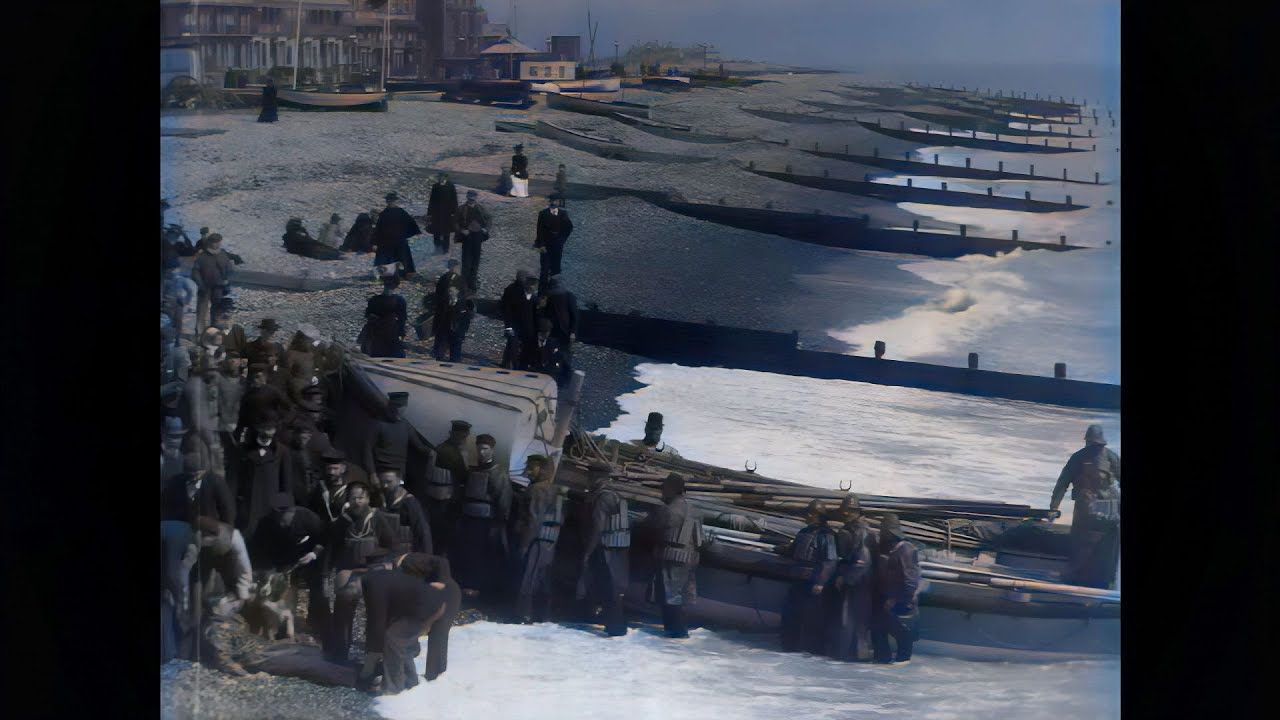[4k, 60fps, colorized] (1898) Lifeboat Coming Ashore.