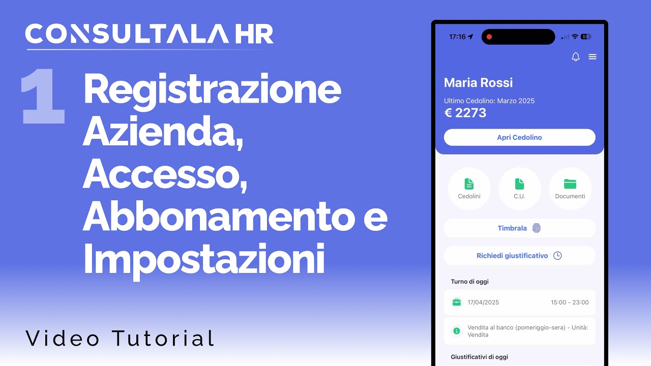 1. Registrazione Azienda, Accesso, Abbonamento e Impostazioni