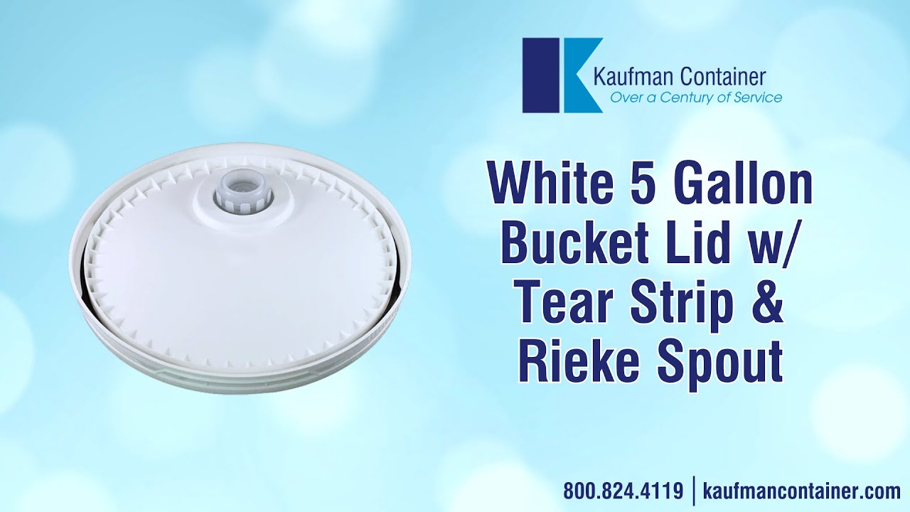 White 5 Gallon Bucket Lid w/ Tear Strip & Rieke Spout - Kaufman Container