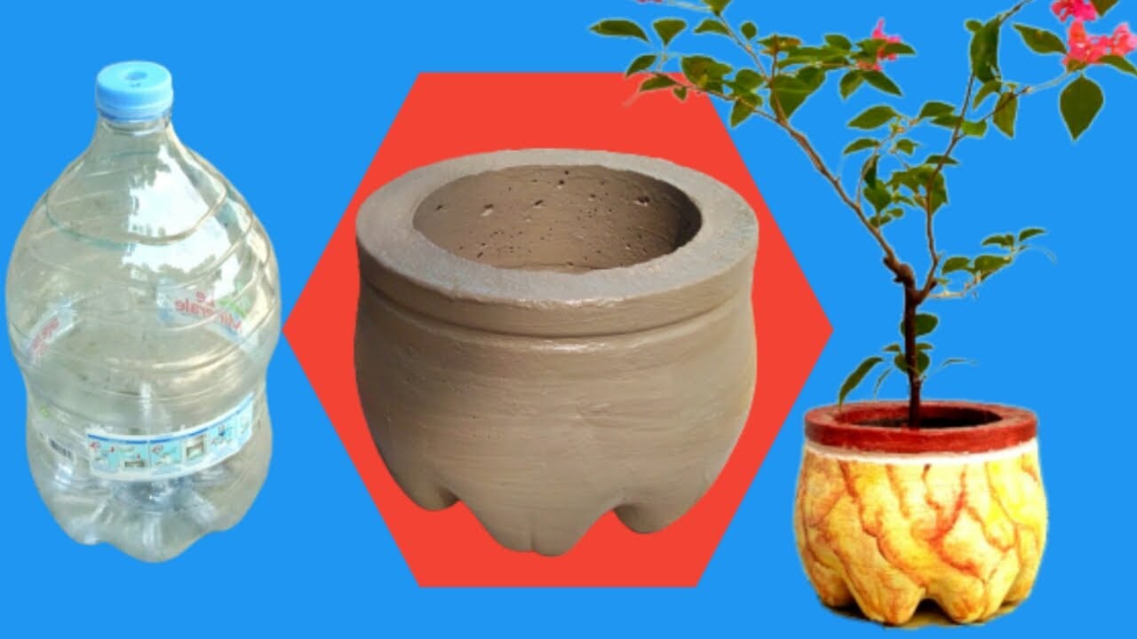 ТВОРЧЕСКИЕ ИДЕИ ИЗ ИСПОЛЬЗОВАННЫХ ГАЛЛОНОВ И ЦЕМЕНТА | СДЕЛАТЬ МРАМОРНЫЕ МОТИВЫ ЦВЕТОЧНЫХ ГОРШКОВ |