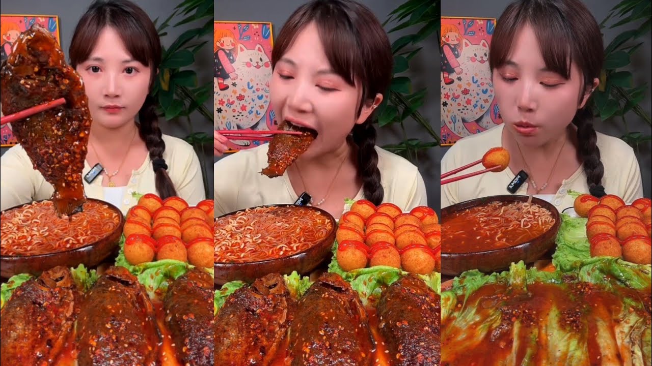 ASMR MUKBANG|| 个麻辣粉面麻麻辣辣很好吃 #火鸡面 #鸡腿#美食 #Ssoyoung# amsrfood
