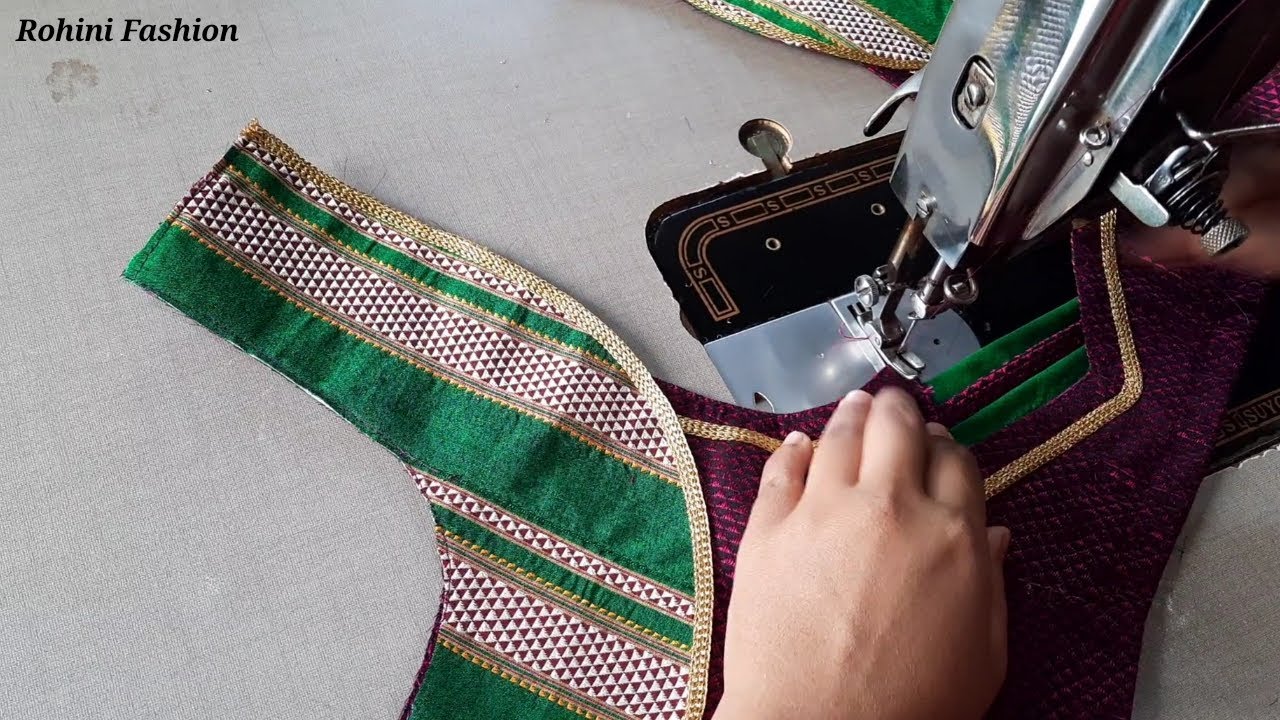 Designer patchwork blouse | Cutting and stitching back neck design
