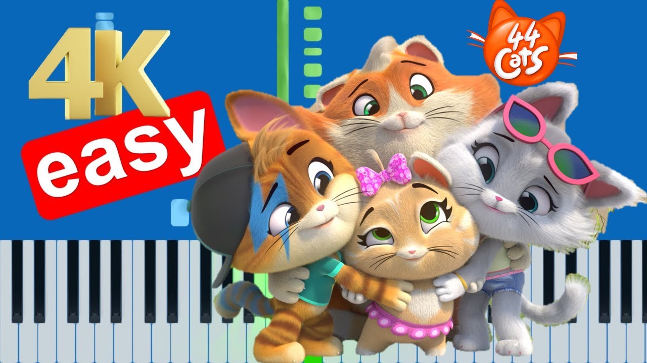 44 Cats Theme Song (Slow Easy Medium) Piano Tutorial 4K