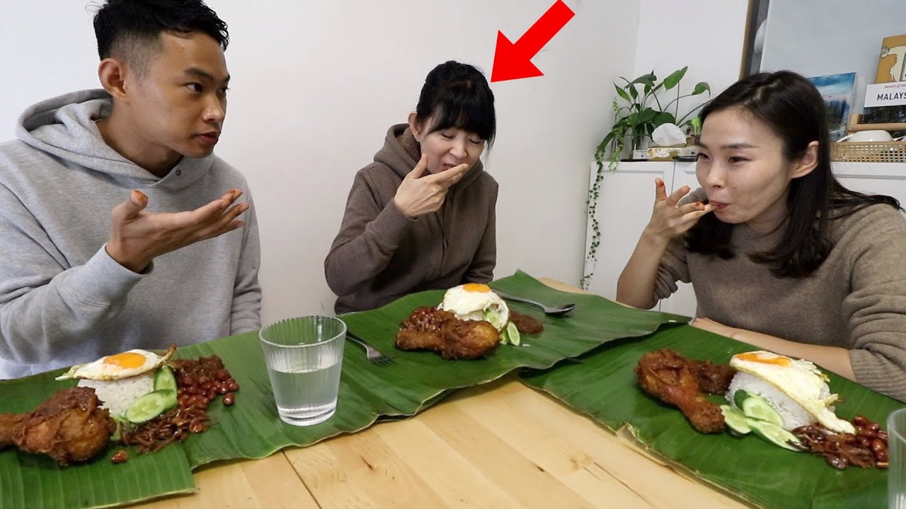 I teach my Mother in law how to eat Nasi Lemak...