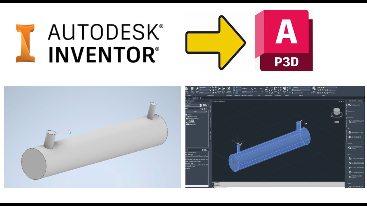 Importando peça do Inventor para o Autocad Plant 3D