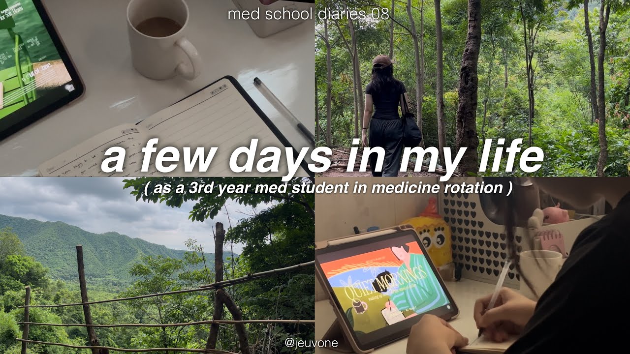 med school diaries 🍵 hiking a waterfall, producitve days in life, study vlog, note-taking, rainy day