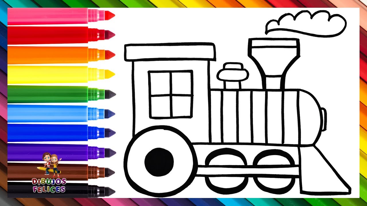 Cómo Dibujar Un Tren Paso A Paso 🚂 Dibujo y Colorea De Tren 🌈 Dibujos Para Niños