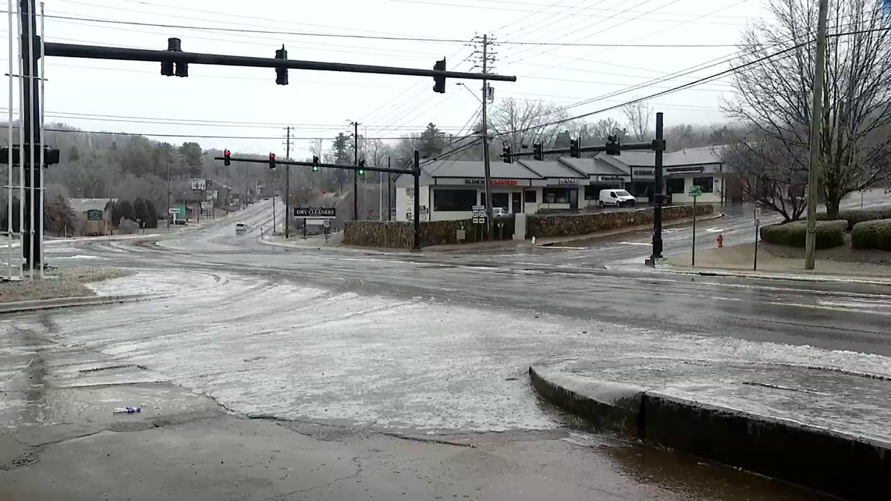 Icy conditions on Hendersonville Road in Asheville