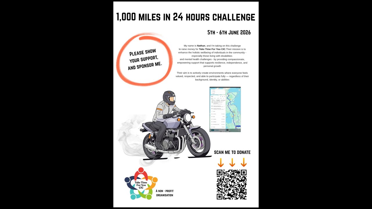 The snow has gone & it's time to sponsor my friend to ride 1000 miles in 24 hours!