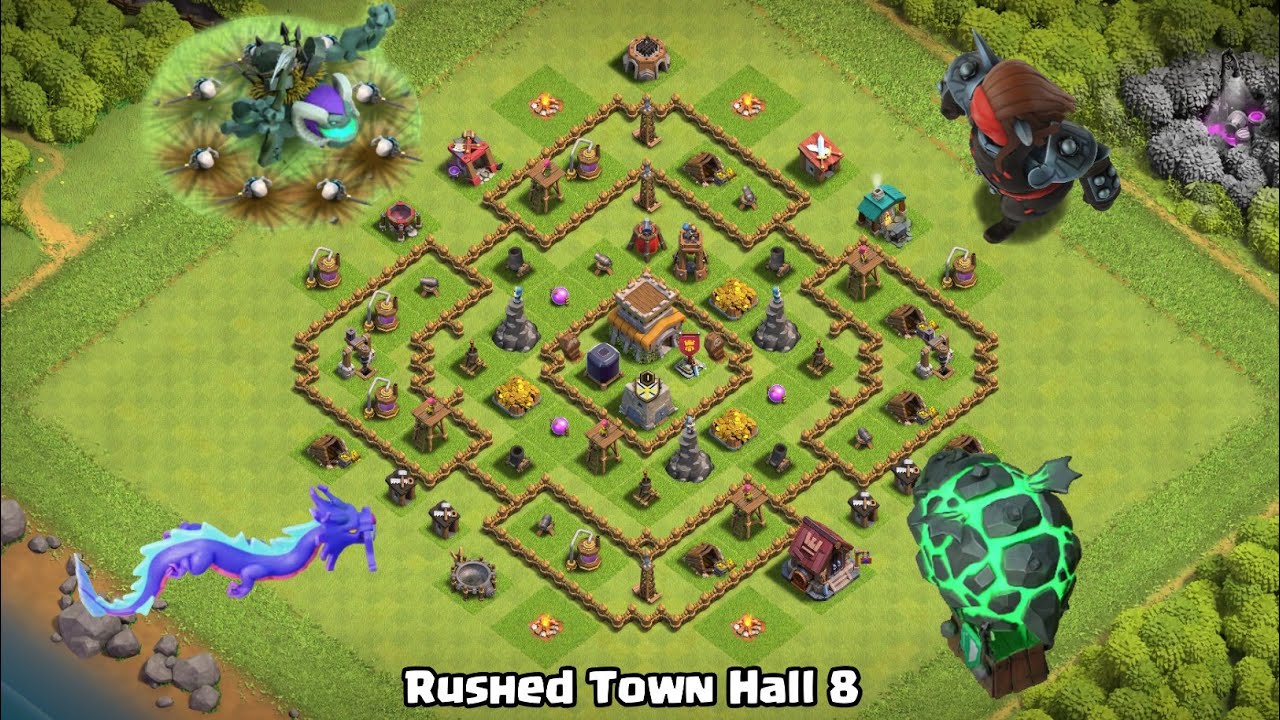 Rushed Th 8 vs 1 Max Temporary Troop - Clash of Clans