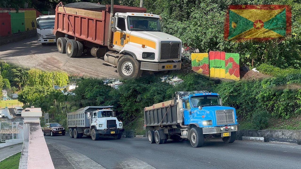 Spotting trucks from mt rush quarry to marrast hill grenada