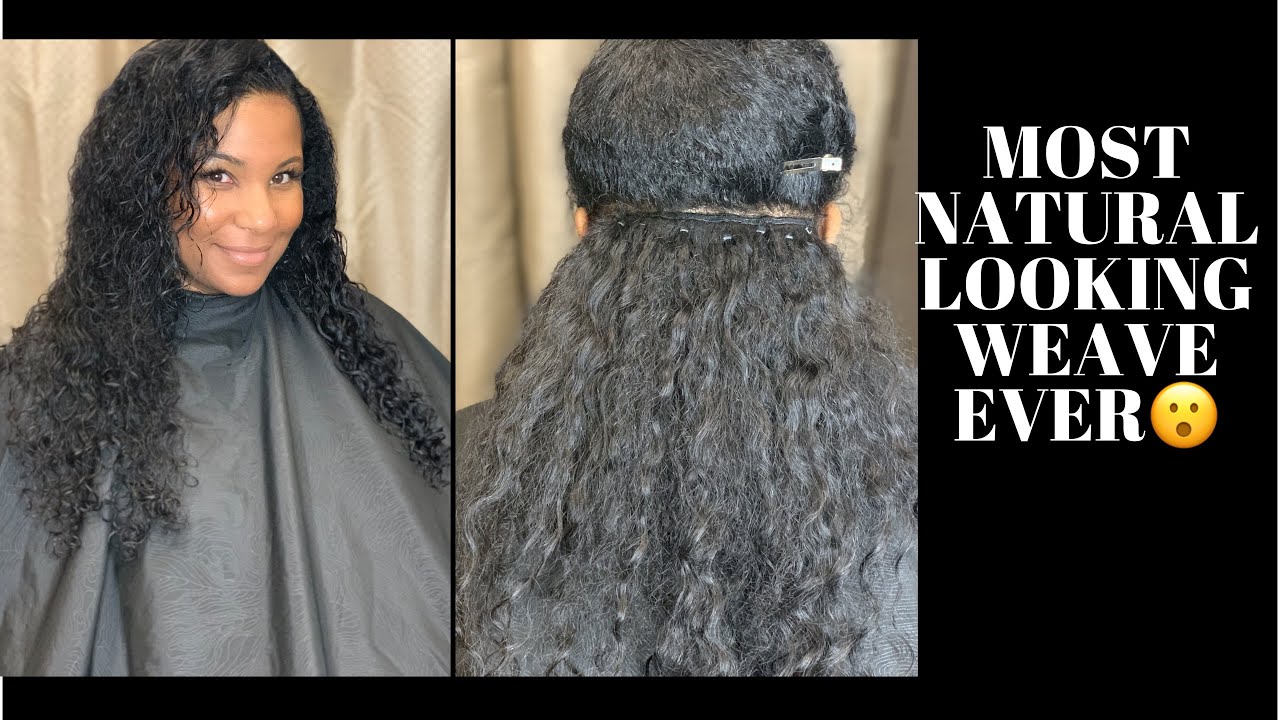 Natural Hair With Beaded Weft Microlink Extensions/ Braidless Sew in