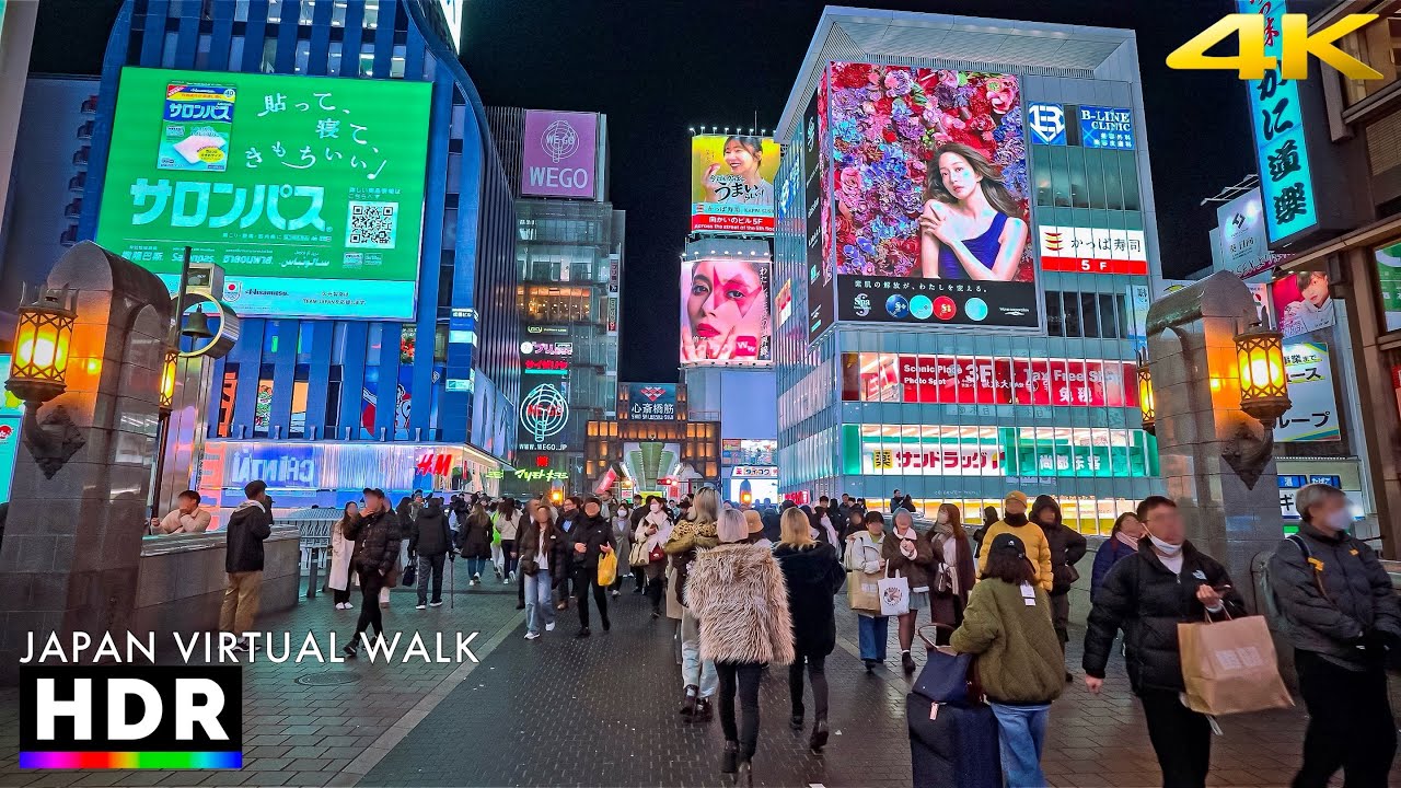 Osaka Japan - Weekend Night Walk in Dotonbori &bull; 4K HDR