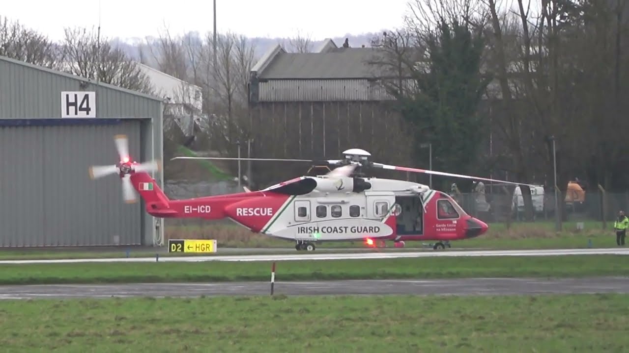 Sikorsky S-92 Irish Coast Guard at Shannon Airport 🚁 Ireland 🇮🇪 start up & take off