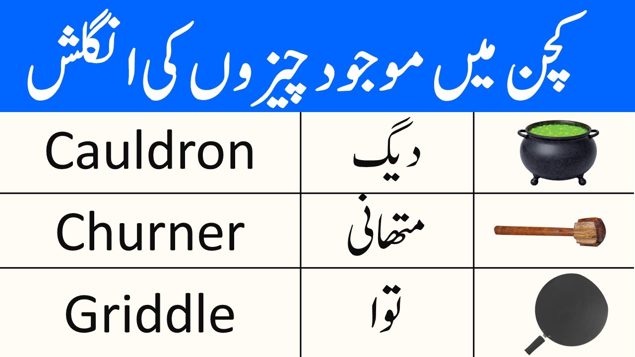 kitchen Vocabulary Words in English and Urdu | Kitchen Tools and Utensils Names | ilmrary