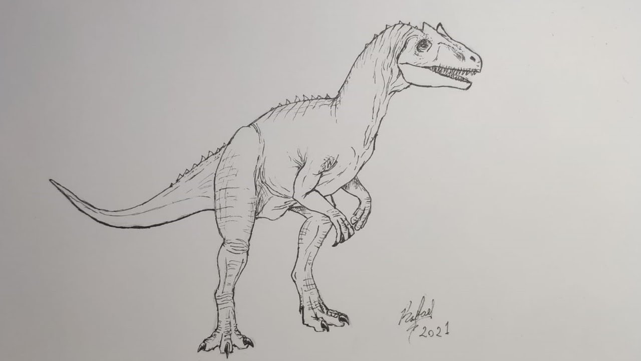 Como desenhar um Alossauro - How to draw Allosaurus
