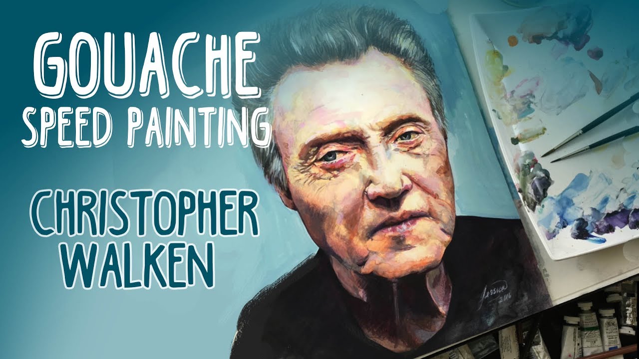 Gouache Portrait Speed Painting | Christopher Walken