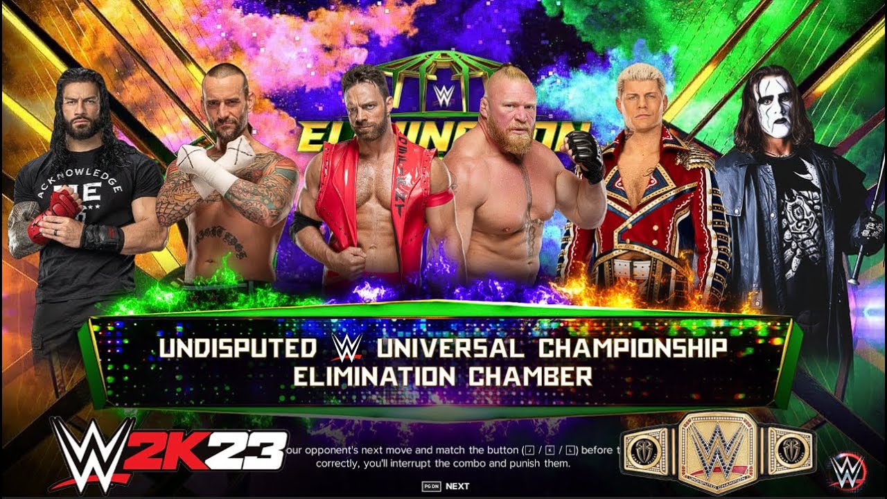 WWE 2K23 6-Men Elimination Chamber Match for Undistributed WWE Championship.