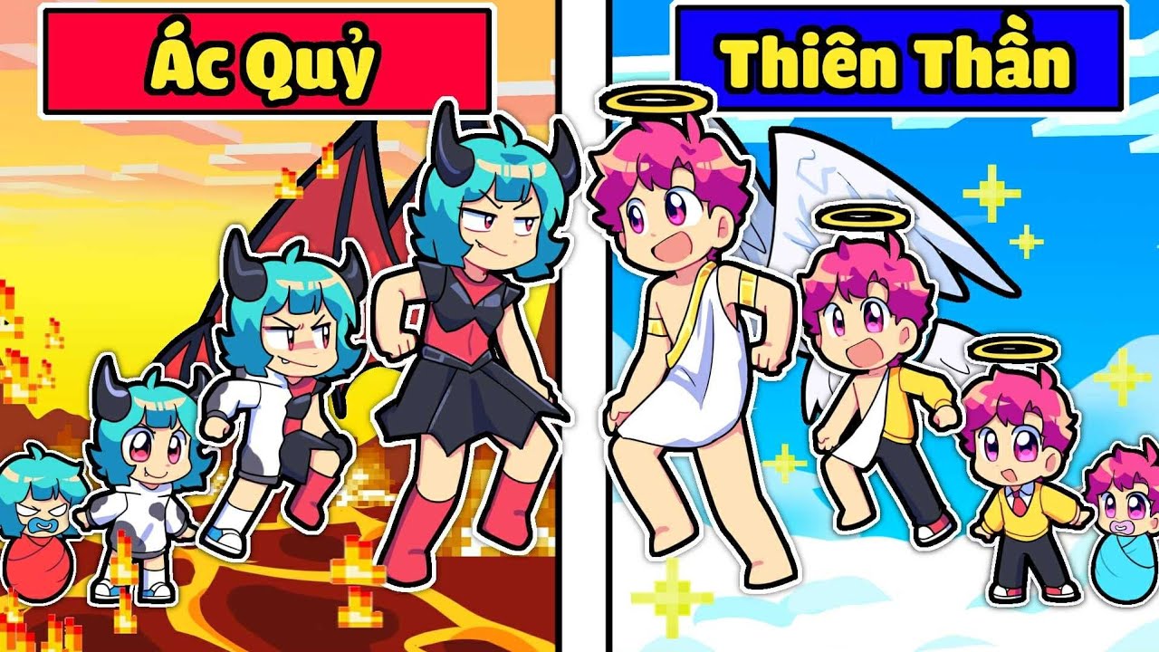 Hiha Thiên Thần VS Yummie Ác Quỷ trong Minecraft 😠😱
