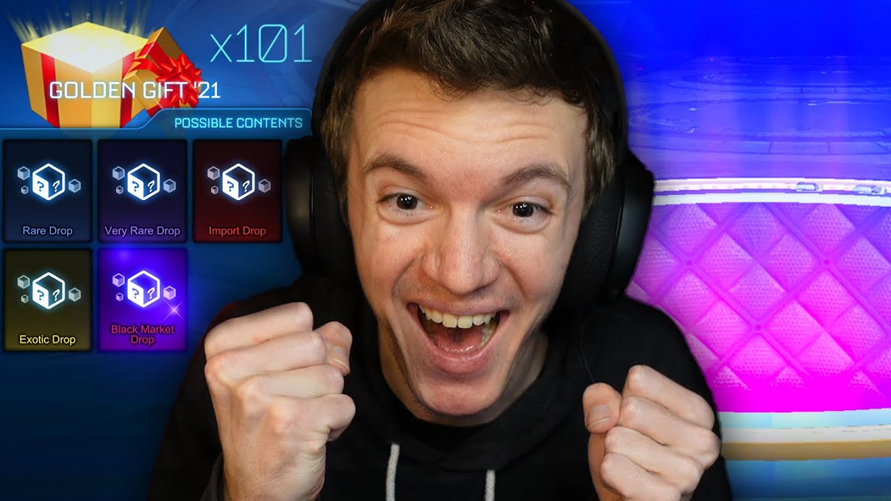 OPENING 100 GOLDEN GIFT 21 CRATES IN ROCKET LEAGUE!