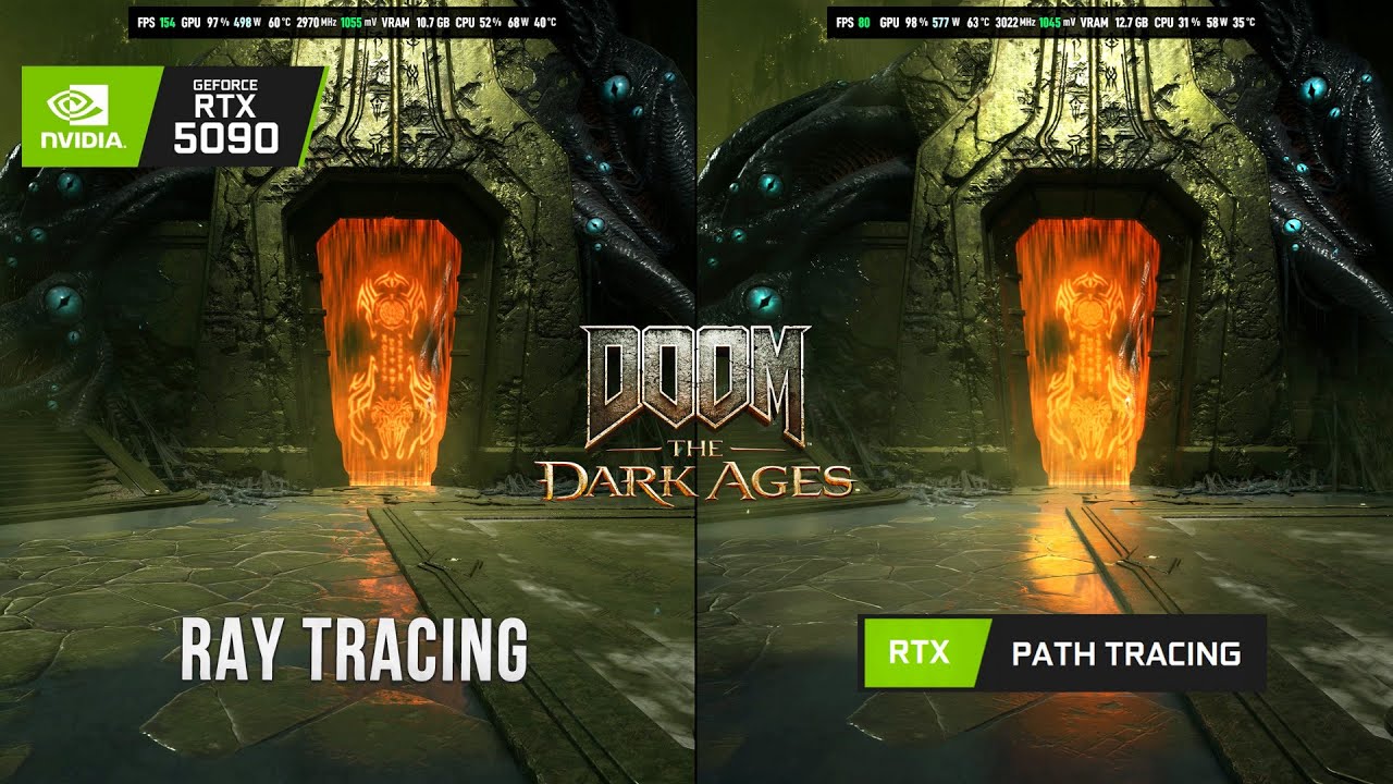 DOOM The Dark Ages : Path Tracing vs Ray Tracing - Visual/Performance Comparison | RTX 5090 4K