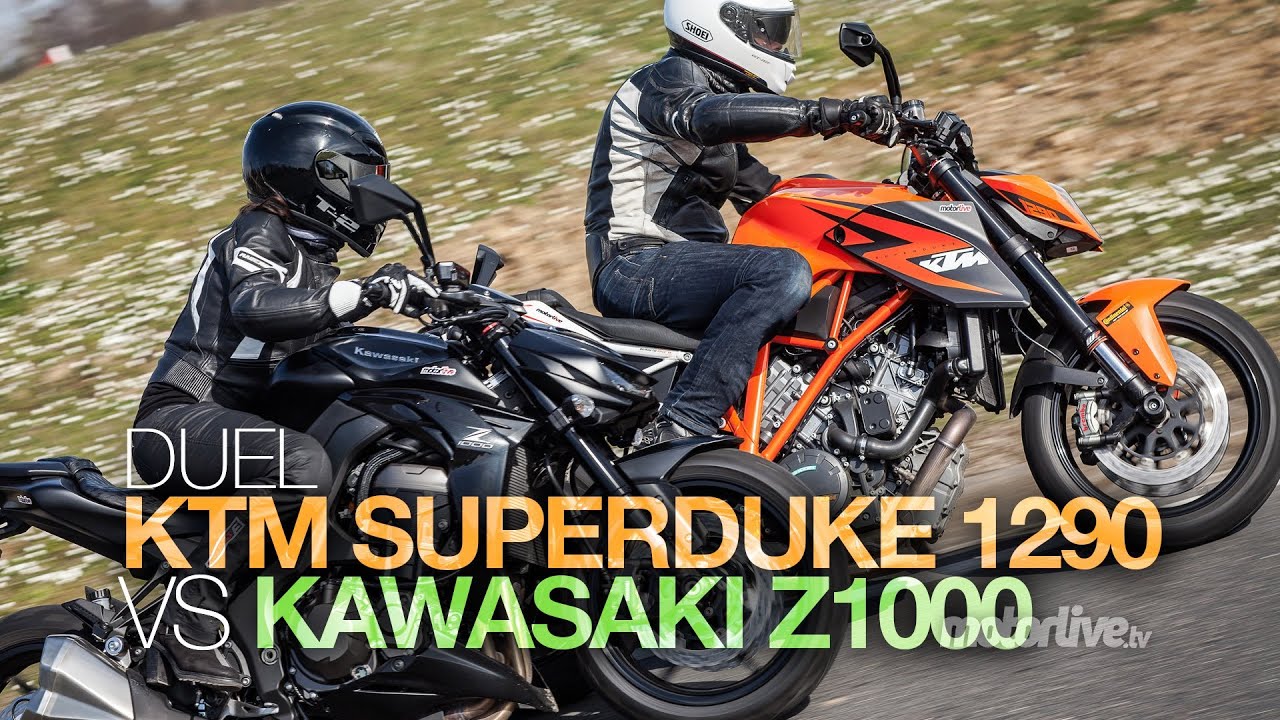 DUEL | KAWASAKI Z1000 vs KTM Superduke : citron vert ou orange p