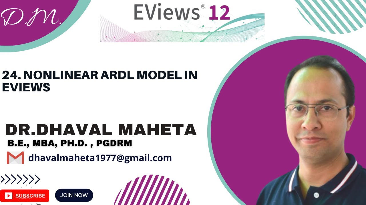 24. Нелинейная модель ARDL с использованием Eviews || Доктор Дхавал Махета