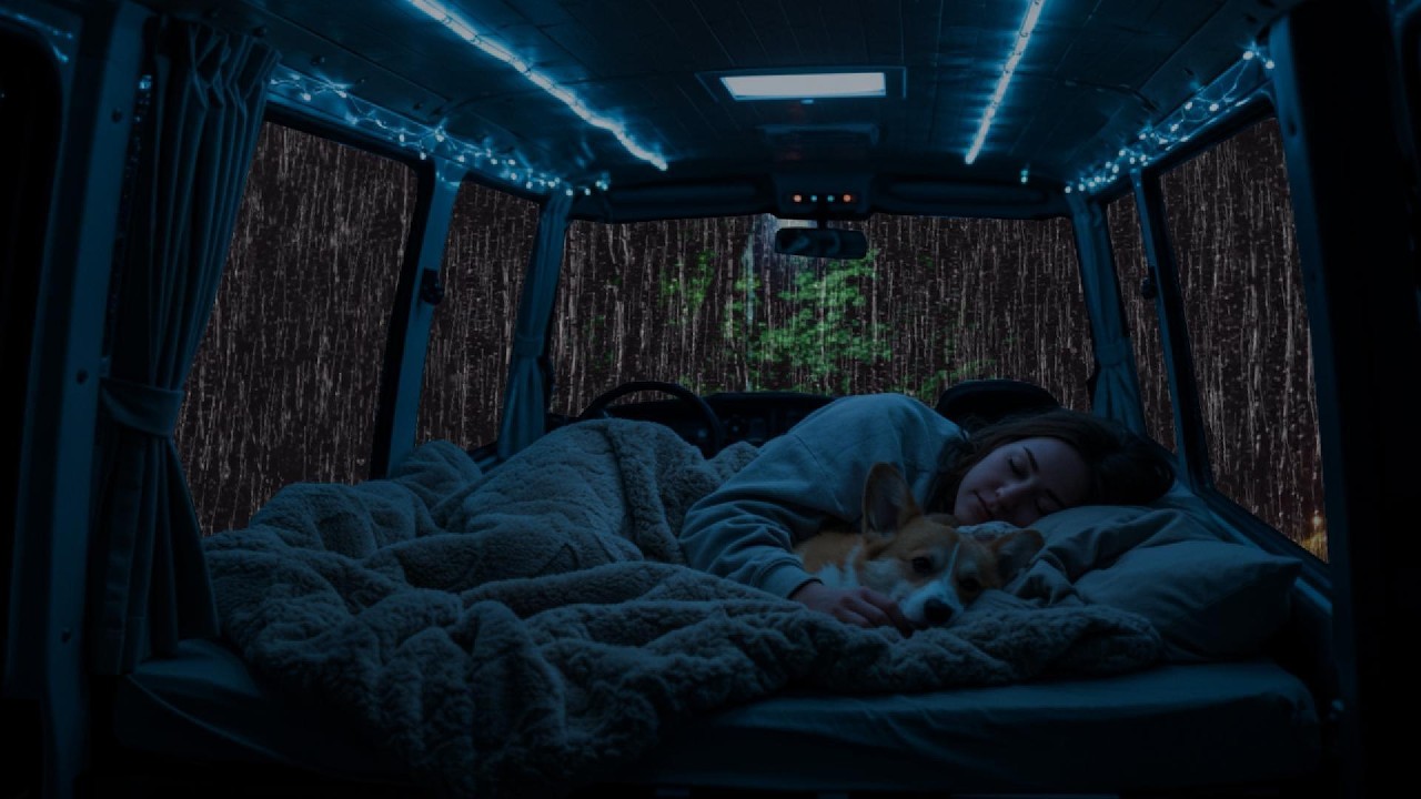 Relaxing Rain & Thunder on Cozy Car ⛈️ Deep Sleep Sounds for Anxiety Relief & Calm Night Ambience