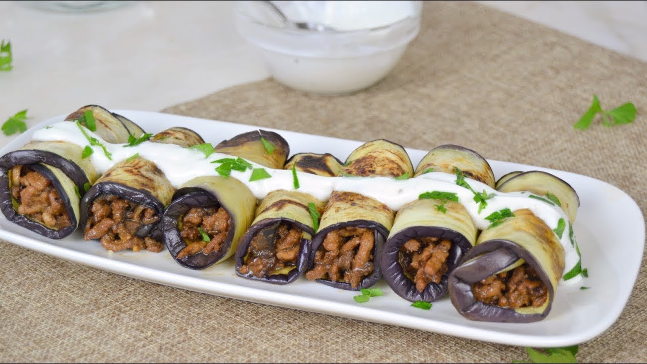 Rollitos de berenjena rellenos con carne picada Faciles y deliciosos!