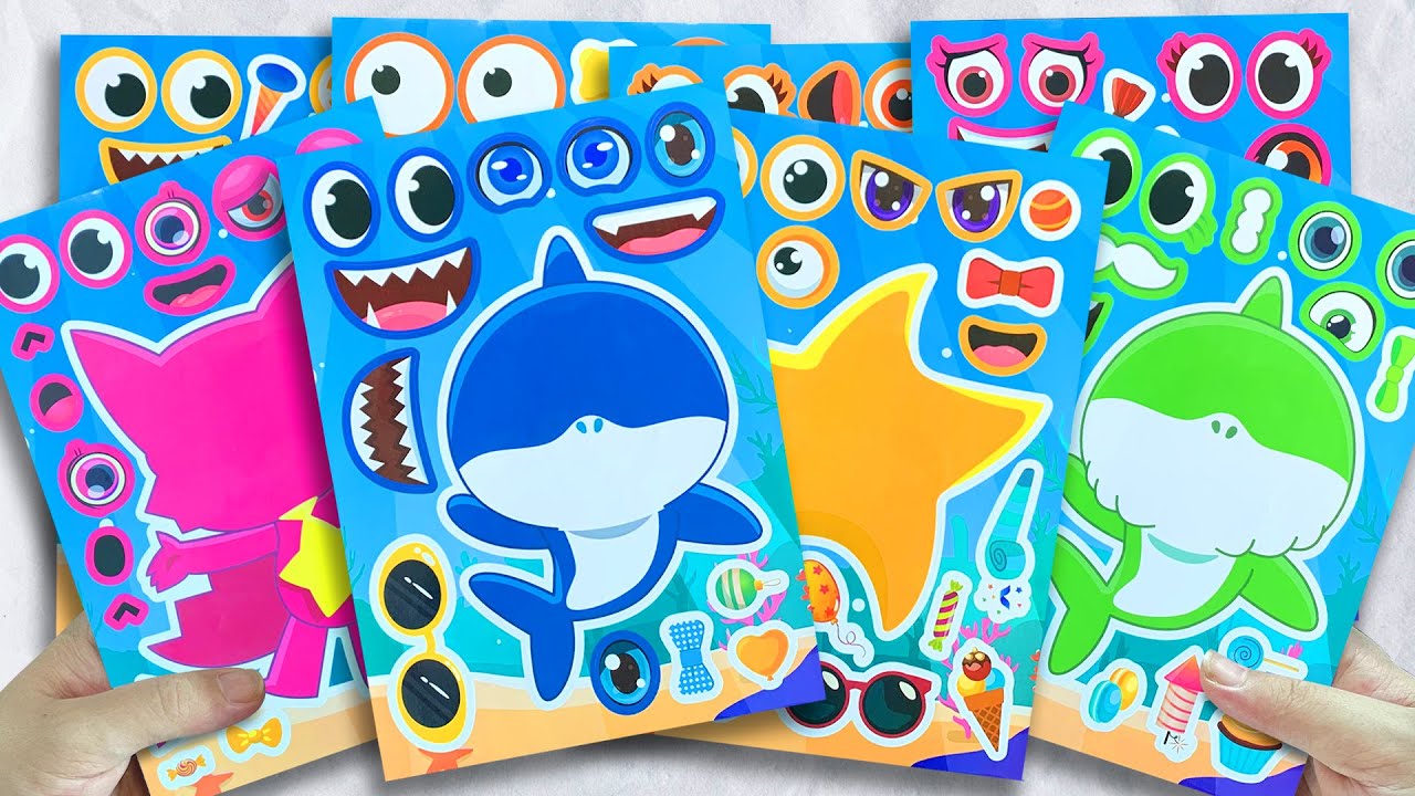 🌈 Sticker ASMR 🌈 Decorate Sticker Book With 'BABY SHARK' Family!