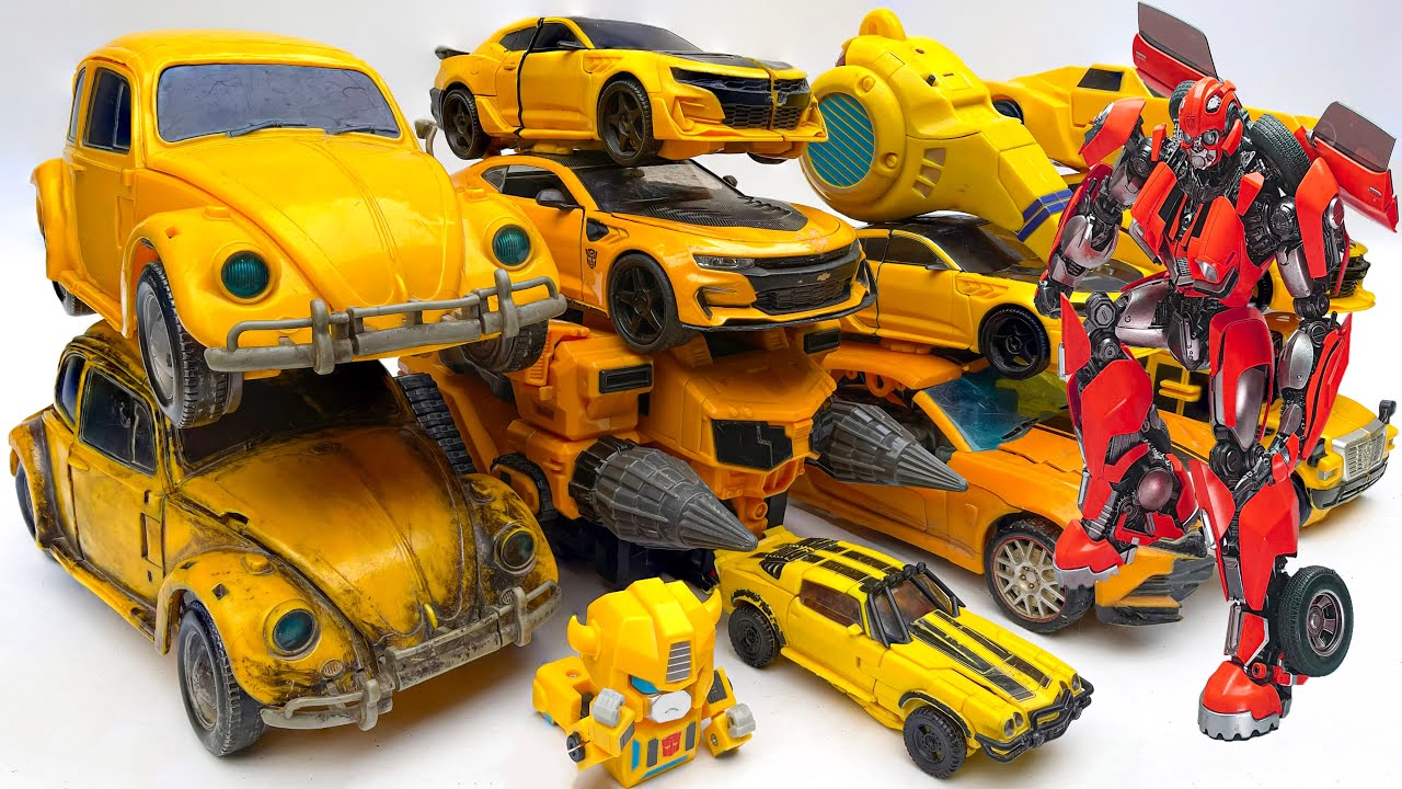 Bumblebee 7 beasts: Yellow Cars rides, police, heroes JCB TOY Robot & Vehicle Old Car