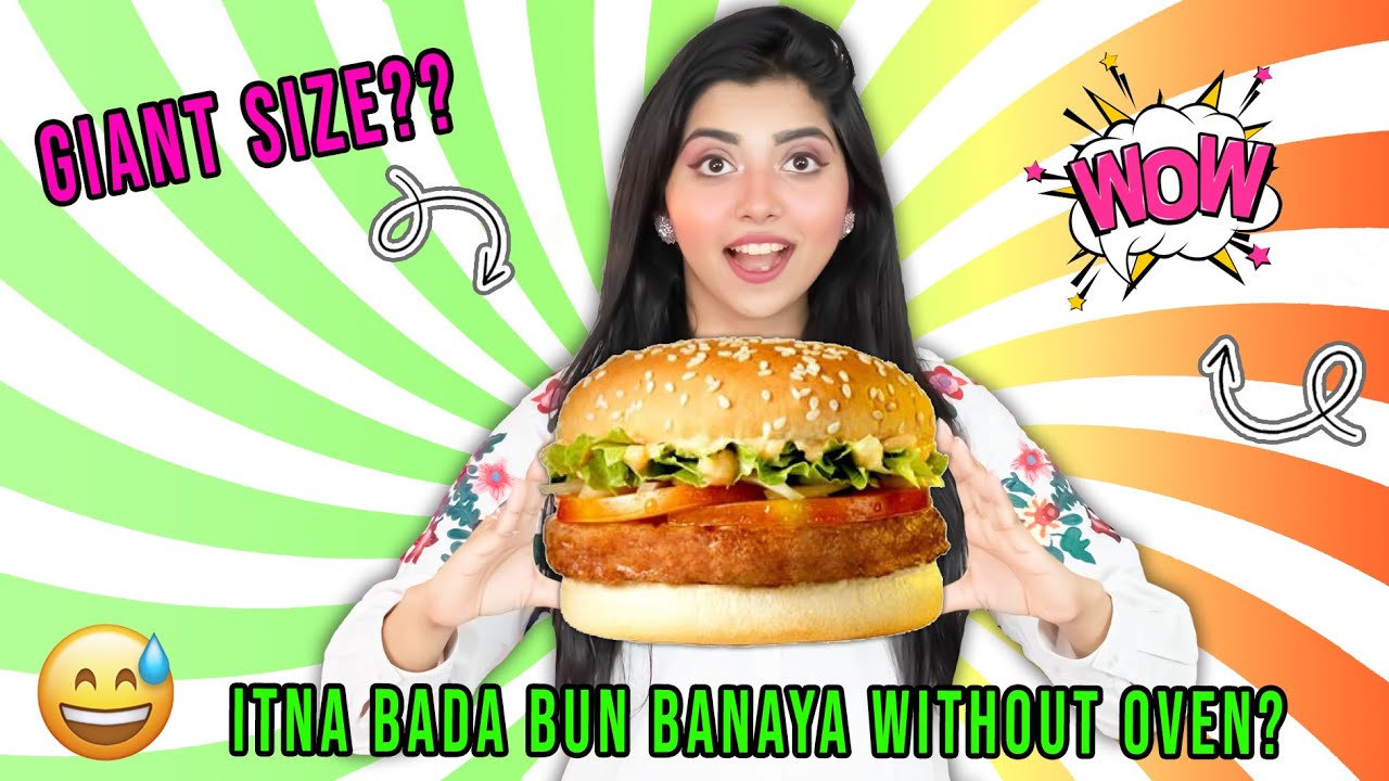 Making GIANT BURGER at Home!! | Made bun without OVEN | Ramya Vasudev