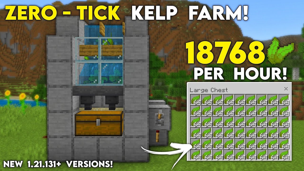 NEW 1.21.131+ ZERO-TICK KELP FARM in Minecraft Bedrock & PE! (100% Working)