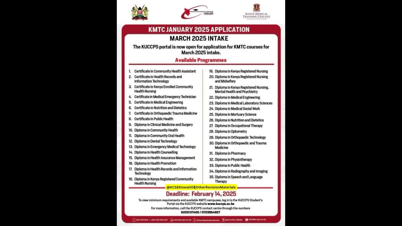 #kuccps #kmtc #2025