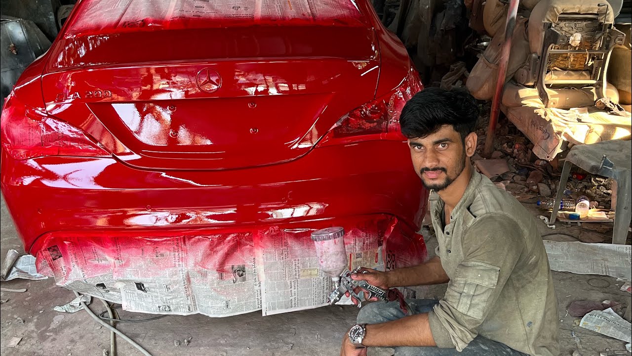 Candy red Mercedes full body painted keep watching #mersedes #painting