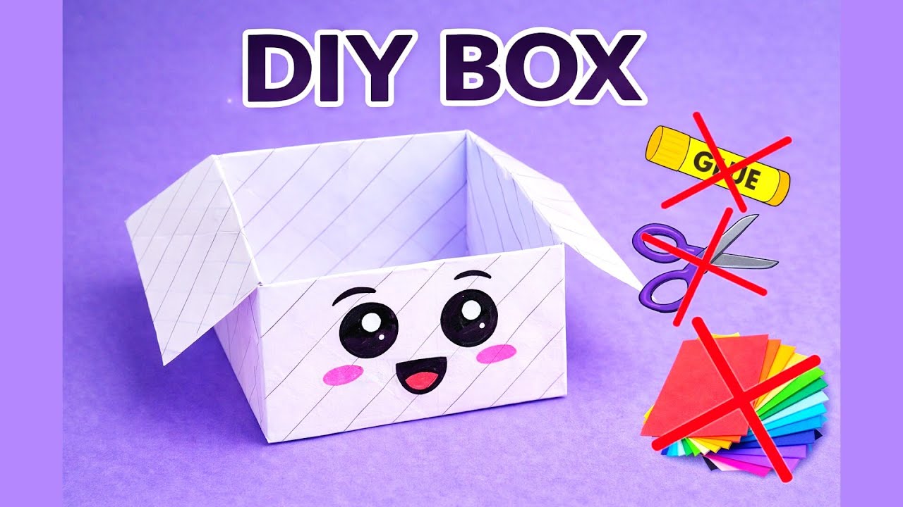 DIY Paper Box | Easy Origami Box Tutorial | School Craft (No Glue, No Scissor) Origami Box