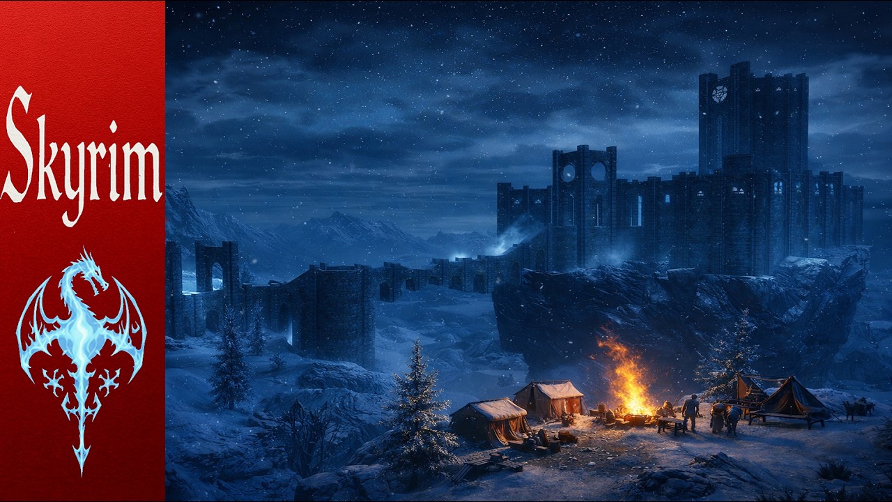 Winterhold Blizzard and Howling Winds | Skyrim Deep Sleep ASMR