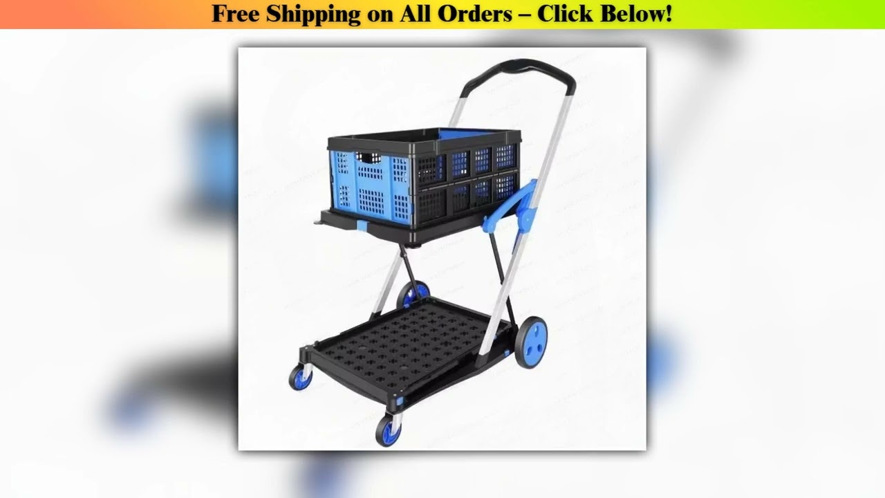 For Utility Cart Multi Use Functional Collapsible Shopping Carts 2-Tier Collapsible Shopping Cart