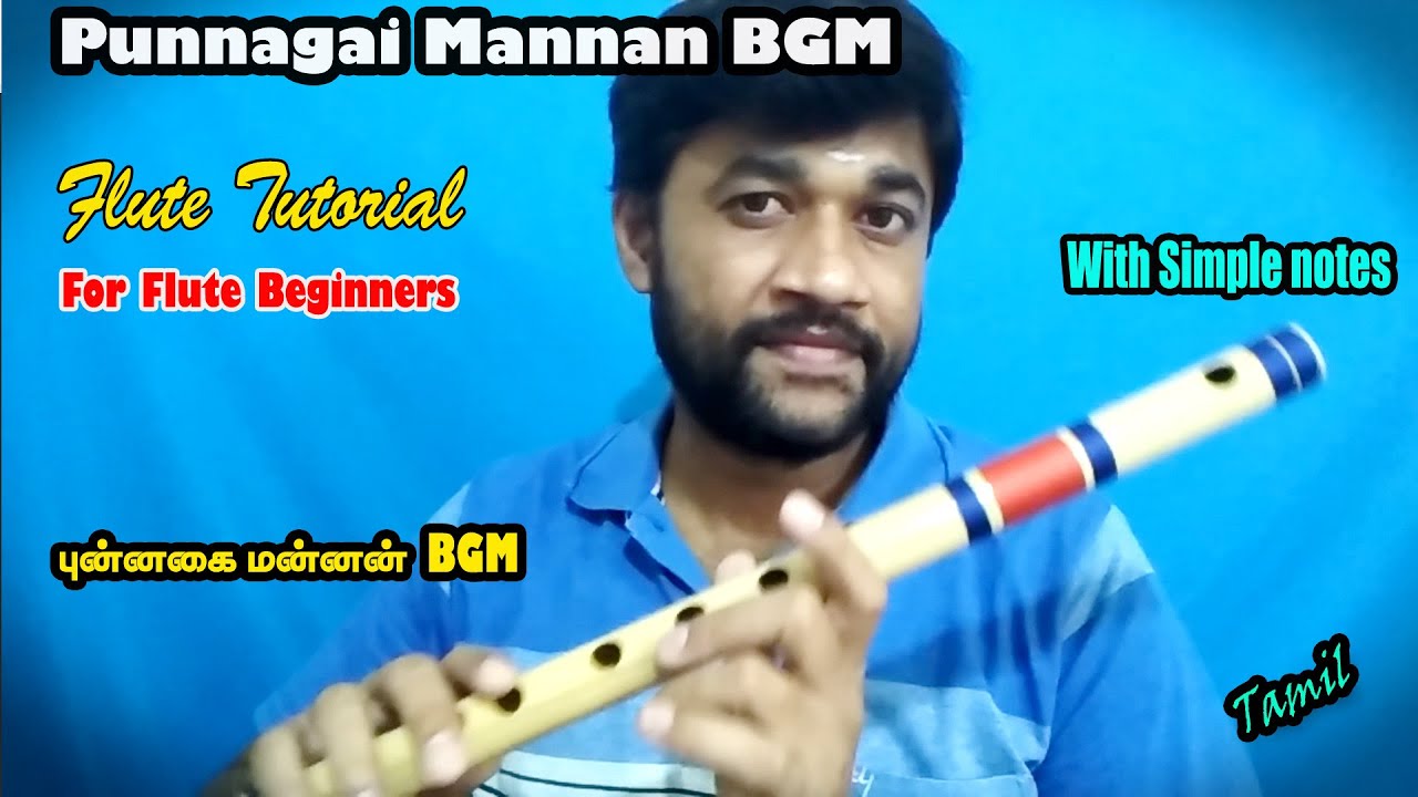 Punnagai Mannan BGM | Flute Tutorial with simple notes | Flute Beginners