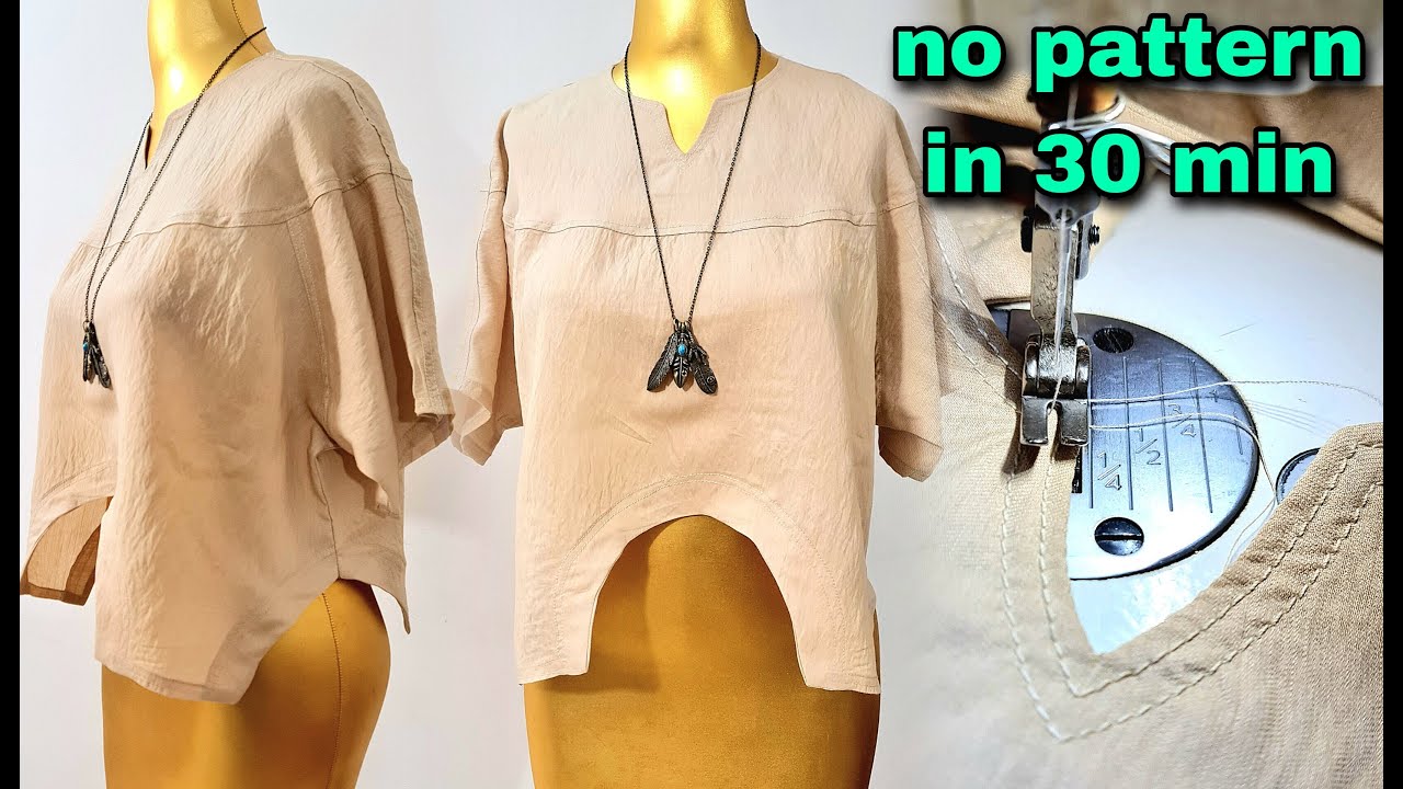 DIY Minimalist Blouse ✂️👗 Sew in 30 Minutes ⏱️ | No Pattern Needed!
