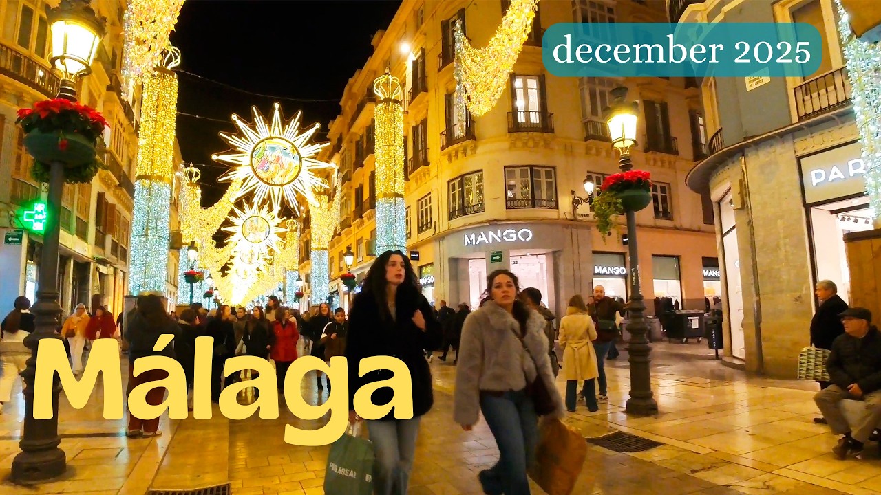 Beautiful Malaga in December. 4K Walk tour. Christmas 2025