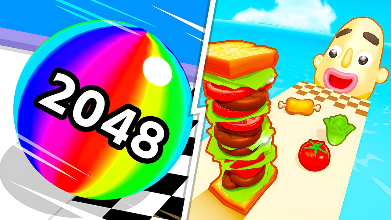Ball Run 2048 VS Sandwich Runner -  Full Levels Speedrun Gameplay (Android & iOS) Ep 915
