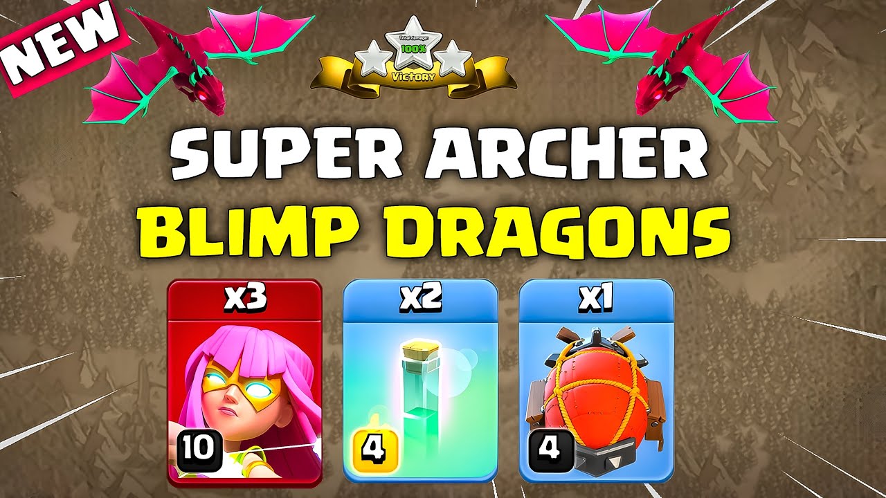 Best TH12 Attack Strategy | Super Archer Blimp + Dragons | Clash of Clans