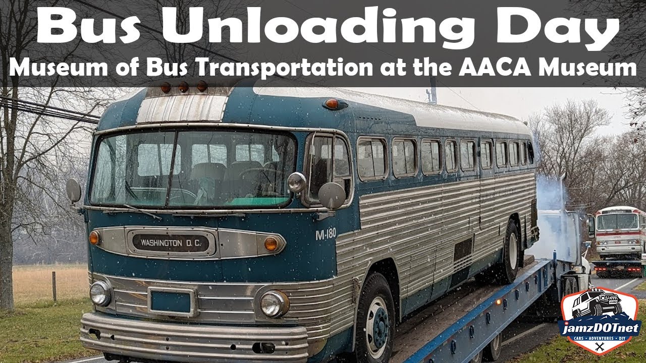 Bus unloading at the AACA Museum of Bus Transportation annex | The preview reel | JamzDOTnet