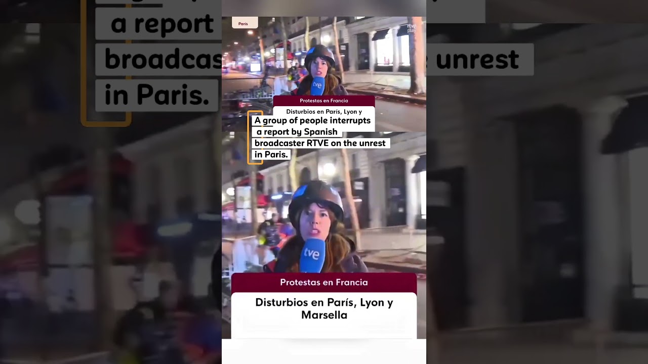 Protesters Interrupt Live TV Report in Paris, France #trump #breakingnews #france #franceprotest